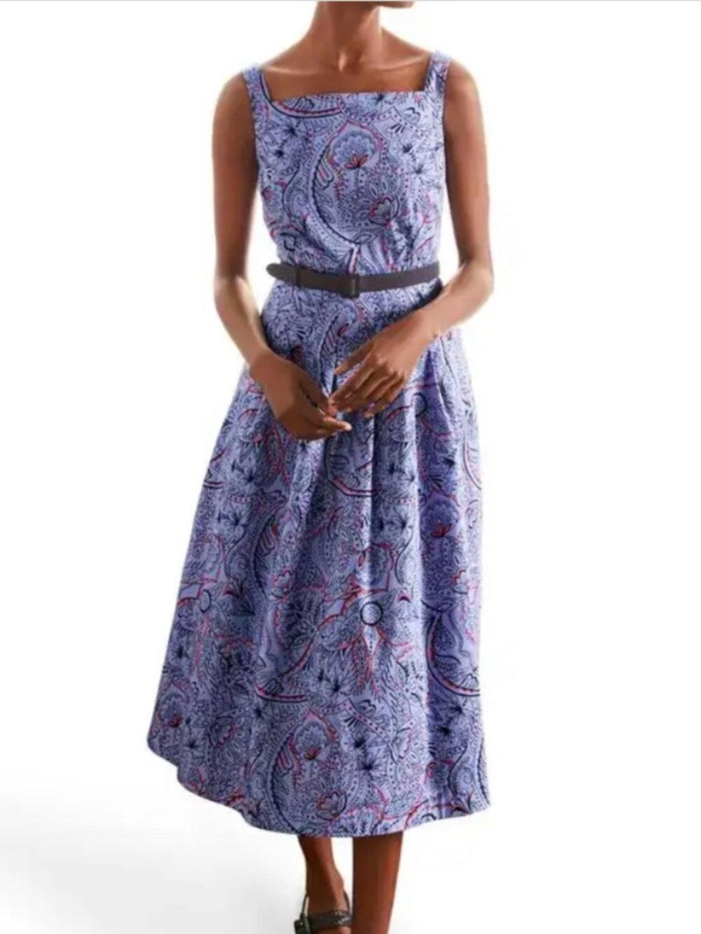 Boden Aubrey Paisley Cotton Midi Dress Sleeveless Size 8P